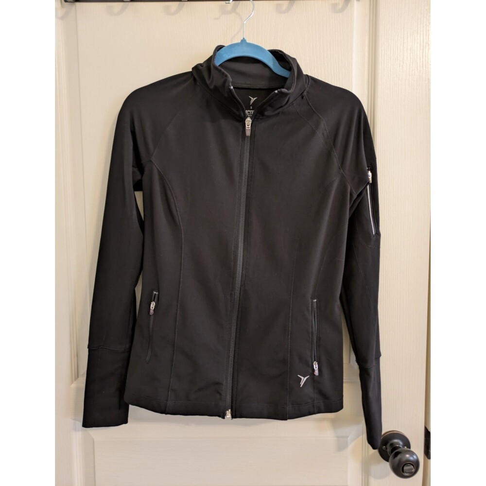 OLD NAVY ACTIVE SIZE SMALL BLACK FULL ZIP JACKET JOGGING WORKOUT OUTDOOR